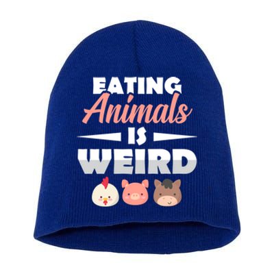 Funny Vegan Eating Animals Is Weird Veggies Plant Based Gift Short Acrylic Beanie