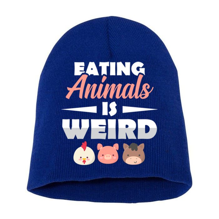 Funny Vegan Eating Animals Is Weird Veggies Plant Based Gift Short Acrylic Beanie