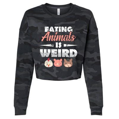 Funny Vegan Eating Animals Is Weird Veggies Plant Based Gift Cropped Pullover Crew