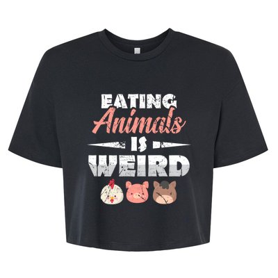 Funny Vegan Eating Animals Is Weird Veggies Plant Based Gift Bella+Canvas Jersey Crop Tee