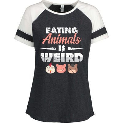 Funny Vegan Eating Animals Is Weird Veggies Plant Based Gift Enza Ladies Jersey Colorblock Tee