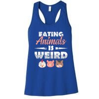 Funny Vegan Eating Animals Is Weird Veggies Plant Based Gift Women's Racerback Tank