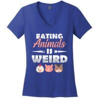 Funny Vegan Eating Animals Is Weird Veggies Plant Based Gift Women's V-Neck T-Shirt