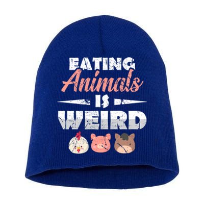 Funny Vegan Eating Animals Is Weird Veggies Plant Based Gift Short Acrylic Beanie