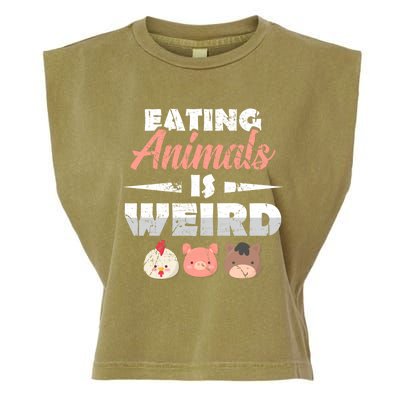 Funny Vegan Eating Animals Is Weird Veggies Plant Based Gift Garment-Dyed Women's Muscle Tee