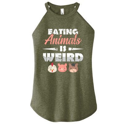 Funny Vegan Eating Animals Is Weird Veggies Plant Based Gift Women's Perfect Tri Rocker Tank