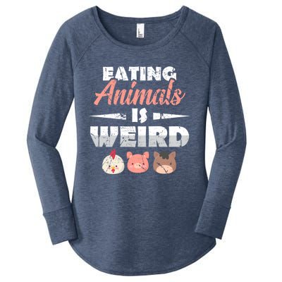 Funny Vegan Eating Animals Is Weird Veggies Plant Based Gift Women's Perfect Tri Tunic Long Sleeve Shirt