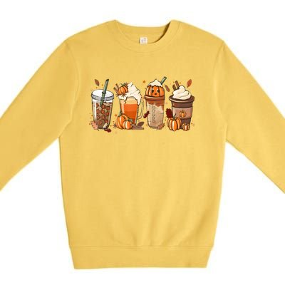 Funny Vintage Fall Coffee Pumpkin Spice Halloween Latte Cute Funny Gift Premium Crewneck Sweatshirt