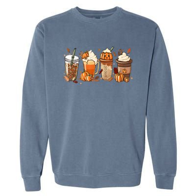 Funny Vintage Fall Coffee Pumpkin Spice Halloween Latte Cute Funny Gift Garment-Dyed Sweatshirt