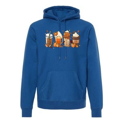 Funny Vintage Fall Coffee Pumpkin Spice Halloween Latte Cute Funny Gift Premium Hoodie