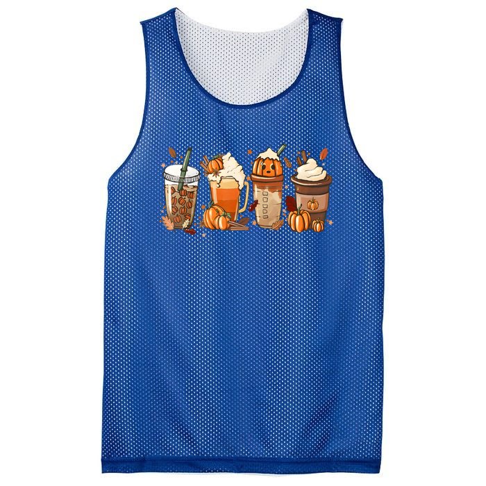 Funny Vintage Fall Coffee Pumpkin Spice Halloween Latte Cute Funny Gift Mesh Reversible Basketball Jersey Tank