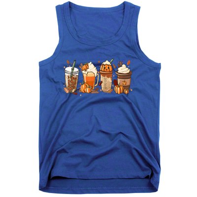 Funny Vintage Fall Coffee Pumpkin Spice Halloween Latte Cute Funny Gift Tank Top