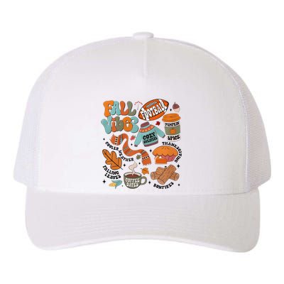 Fall Vibes Football Pumpkin Spice Falling Leaves Coffee Dates Yupoong Adult 5-Panel Trucker Hat