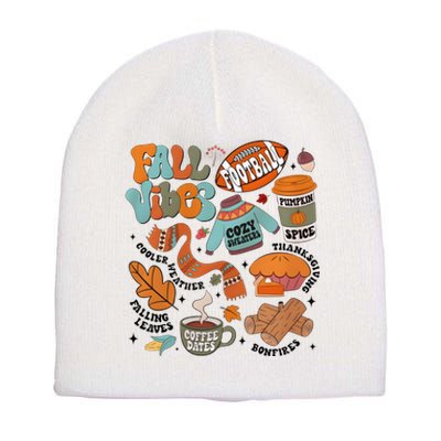 Fall Vibes Football Pumpkin Spice Falling Leaves Coffee Dates Short Acrylic Beanie