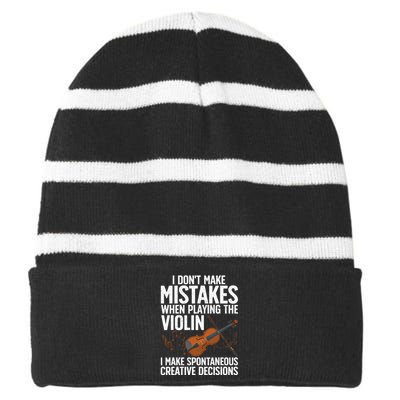 Funny Violin For Men Women Violin Player Orchestra Teacher Striped Beanie with Solid Band