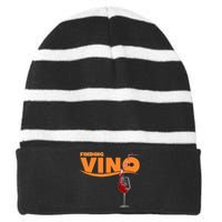 Finding Vino For Wine Lovers Striped Beanie with Solid Band