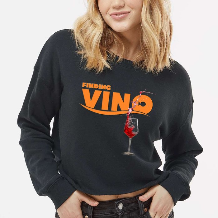 Finding Vino For Wine Lovers Cropped Pullover Crew