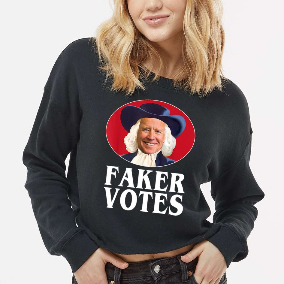 Faker Votes Funny Joe Biden Election Cropped Pullover Crew