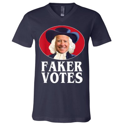 Faker Votes Funny Joe Biden Election V-Neck T-Shirt