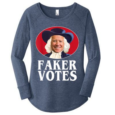 Faker Votes Funny Joe Biden Election Women's Perfect Tri Tunic Long Sleeve Shirt