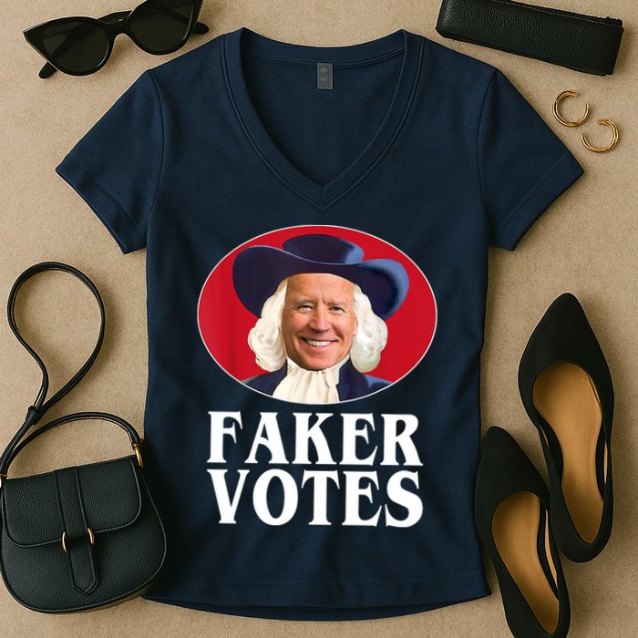 Faker Votes Funny Joe Biden Election Women's V-Neck T-Shirt