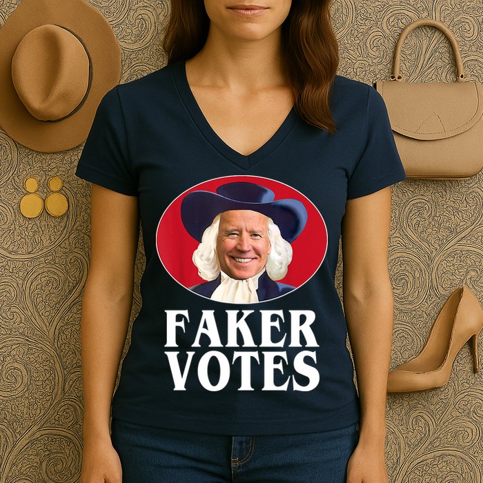 Faker Votes Funny Joe Biden Election Women's V-Neck T-Shirt