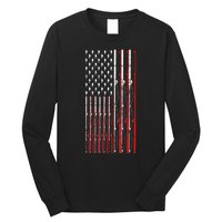 Funny Vintage Fishing American Flag Fishing Rod Gift Long Sleeve Shirt