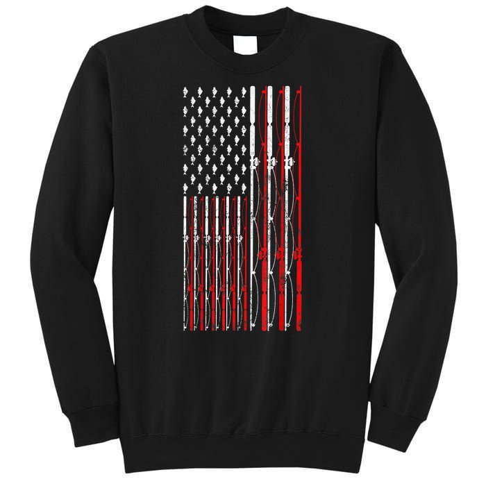 Funny Vintage Fishing American Flag Fishing Rod Gift Sweatshirt