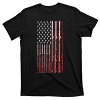 Funny Vintage Fishing American Flag Fishing Rod Gift T-Shirt