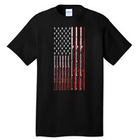 Funny Vintage Fishing American Flag Fishing Rod Gift Tall T-Shirt