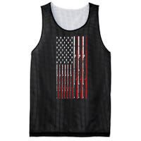 Funny Vintage Fishing American Flag Fishing Rod Gift Mesh Reversible Basketball Jersey Tank