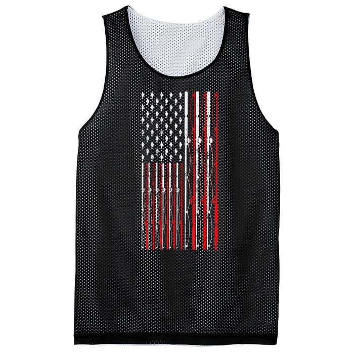 Funny Vintage Fishing American Flag Fishing Rod Gift Mesh Reversible Basketball Jersey Tank