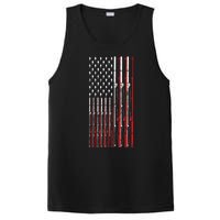 Funny Vintage Fishing American Flag Fishing Rod Gift PosiCharge Competitor Tank