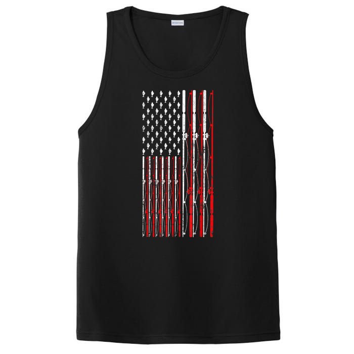 Funny Vintage Fishing American Flag Fishing Rod Gift PosiCharge Competitor Tank