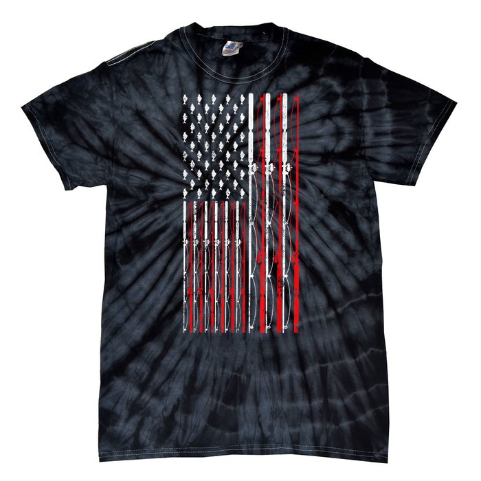 Funny Vintage Fishing American Flag Fishing Rod Gift Tie-Dye T-Shirt