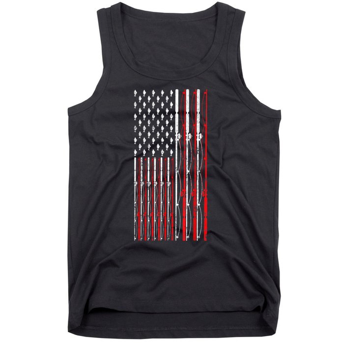 Funny Vintage Fishing American Flag Fishing Rod Gift Tank Top