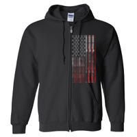 Funny Vintage Fishing American Flag Fishing Rod Gift Full Zip Hoodie