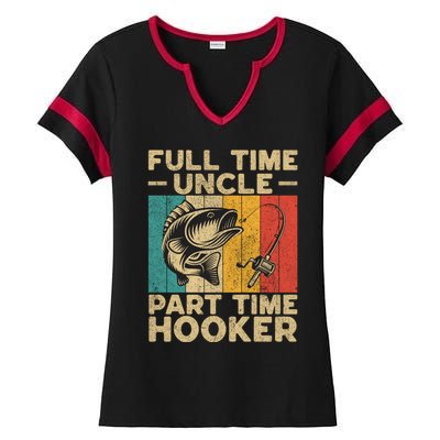 Funny Vintage Fishing Uncle Jokes Fisher Cute Gift Ladies Halftime Notch Neck Tee