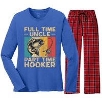 Funny Vintage Fishing Uncle Jokes Fisher Cute Gift Women's Long Sleeve Flannel Pajama Set 