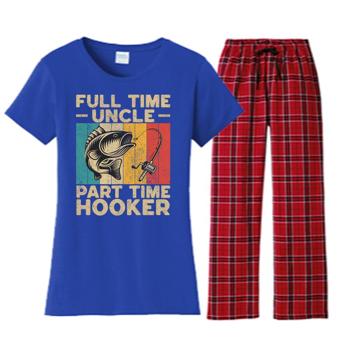 Funny Vintage Fishing Uncle Jokes Fisher Cute Gift Women's Flannel Pajama Set