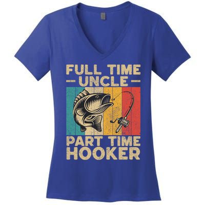 Funny Vintage Fishing Uncle Jokes Fisher Cute Gift Women's V-Neck T-Shirt