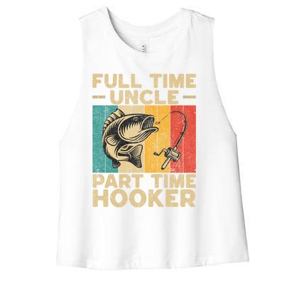 Funny Vintage Fishing Uncle Jokes Fisher Cute Gift Women's Racerback Cropped Tank