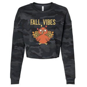 Fall Vibes Funny Thanksgiving Cropped Pullover Crew