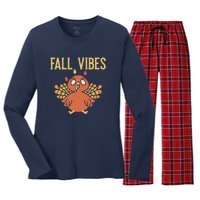 Fall Vibes Funny Thanksgiving Women's Long Sleeve Flannel Pajama Set 