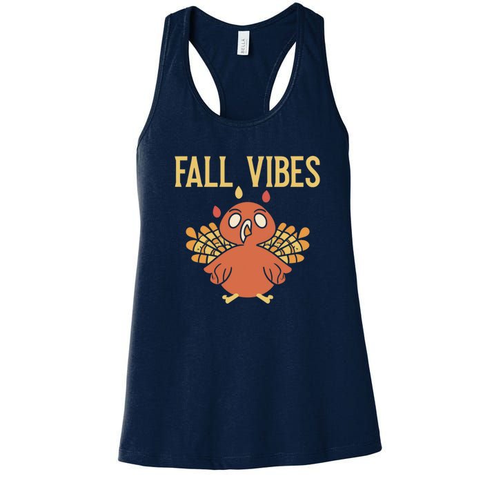 Fall Vibes Funny Thanksgiving Women's Racerback Tank