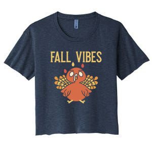 Fall Vibes Funny Thanksgiving Women's Crop Top Tee