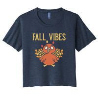 Fall Vibes Funny Thanksgiving Women's Crop Top Tee