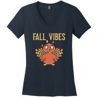 Fall Vibes Funny Thanksgiving Women's V-Neck T-Shirt