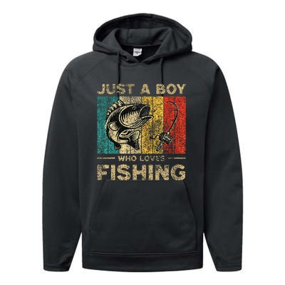 Funny Vintage Fishing Jokes Boy Fisherman Bass Fish Performance Fleece Hoodie