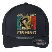 Funny Vintage Fishing Jokes Boy Fisherman Bass Fish Flexfit Unipanel Trucker Cap